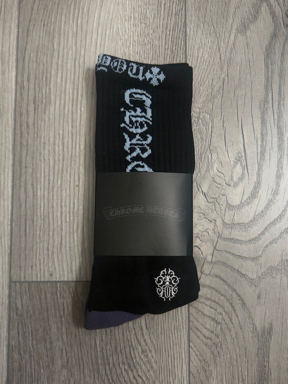 Chrome Hearts Dagger Socks Cross Logo CH Men's Large 9-13 White Black Brand New